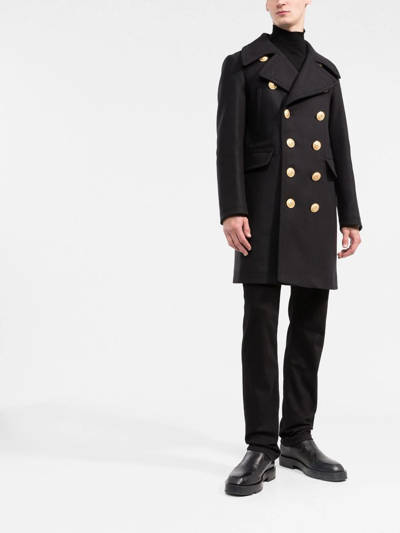 Shop Dsquared2 Double-breasted Wool Coat In Black