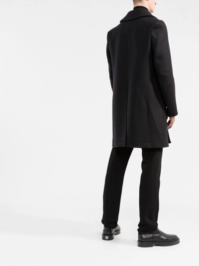 Dsquared2 Black Coat With Double-breasted Fastening And Branded Buttons In Wool Man In Black