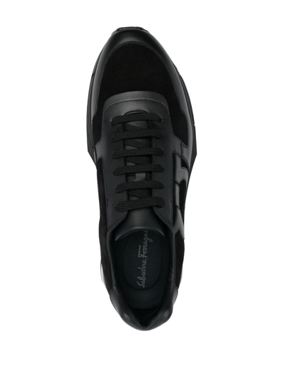 Ferragamo Gancini-patch Lace-up Sneakers In Black
