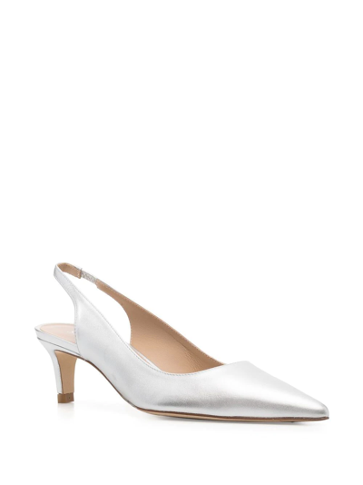 Stuart Weitzman Avianna Leather Slingback Pumps In Grey