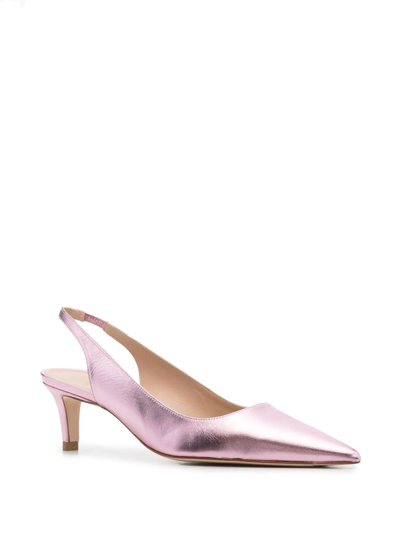 Stuart Weitzman Metallic-effect Pointed Pumps In Pink