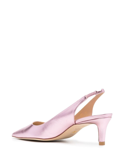 Stuart Weitzman Metallic-effect Pointed Pumps In Pink