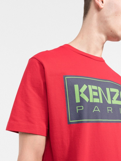 Shop Kenzo Logo-print Round-neck T-shirt In Red