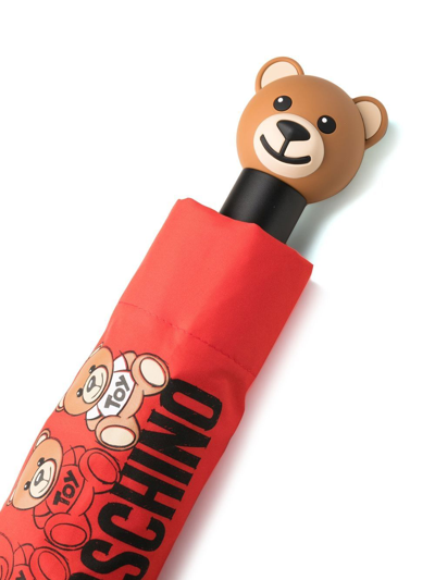 Shop Moschino Teddy Logo-print Umbrella In Red