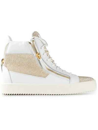 Giuseppe Zanotti Glitter Hi-top Sneakers In White