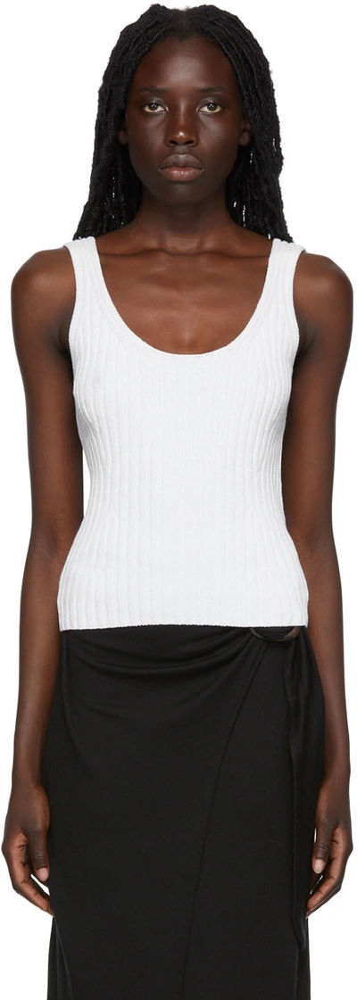 Vince White Cotton Tank Top In Optic White-137owt