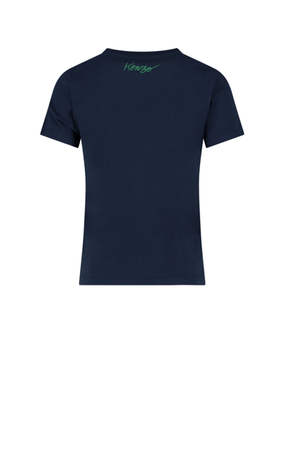Kenzo Poppy-print Cotton T-shirt In Dark Blue | ModeSens