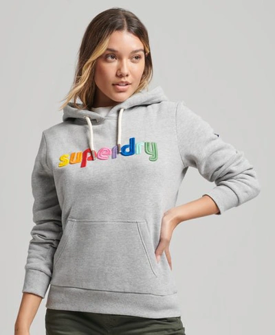 Superdry Women's Embroidered Rainbow Logo Hoodie Grey / Grey Marl | ModeSens