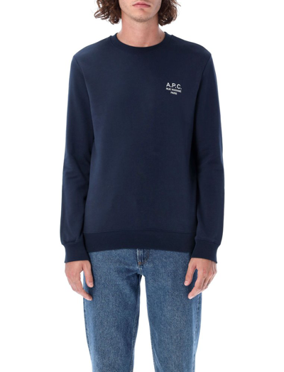 Shop Apc A.p.c. Rider Logo Embroidered Crewneck Sweater In Navy
