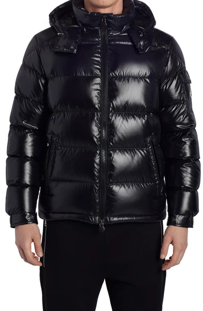 Moncler Maya Lacquered Down Jacket In Blue | ModeSens