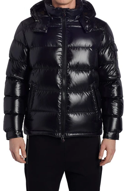 Shop Moncler Maya Lacquered Down Jacket In Black/ Black