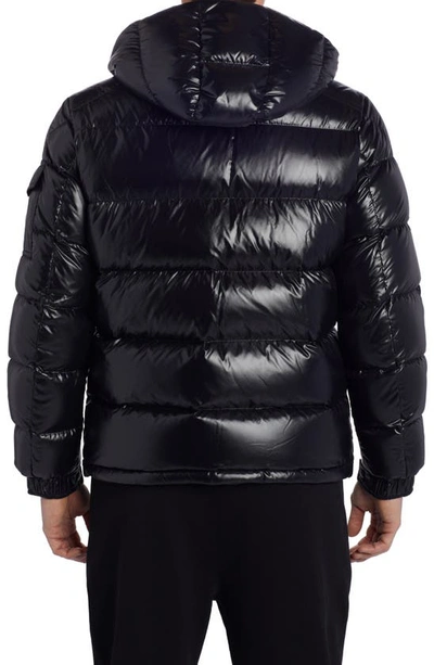 Shop Moncler Maya Lacquered Down Jacket In Black/ Black