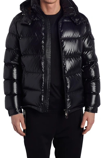 Shop Moncler Maya Lacquered Down Jacket In Black/ Black