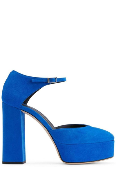 Shop Giuseppe Zanotti Bebe Platform Sandals In Blue