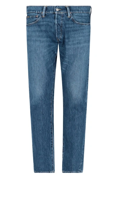 Shop Polo Ralph Lauren Logo Patch Slim Fit Jeans In Blue