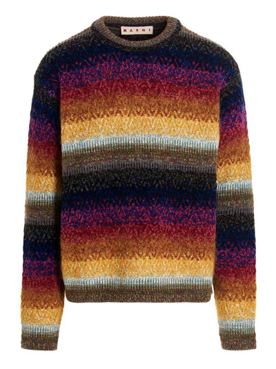 Shop Marni Crewneck Knitted Sweater In Multi