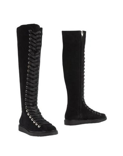 Alexander Wang Emmanuel Suede Lace-up Knee-high Boots In Black