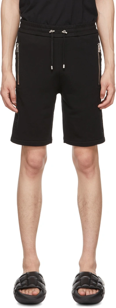 Shop Balmain Black Cotton Shorts In 0pa Noir