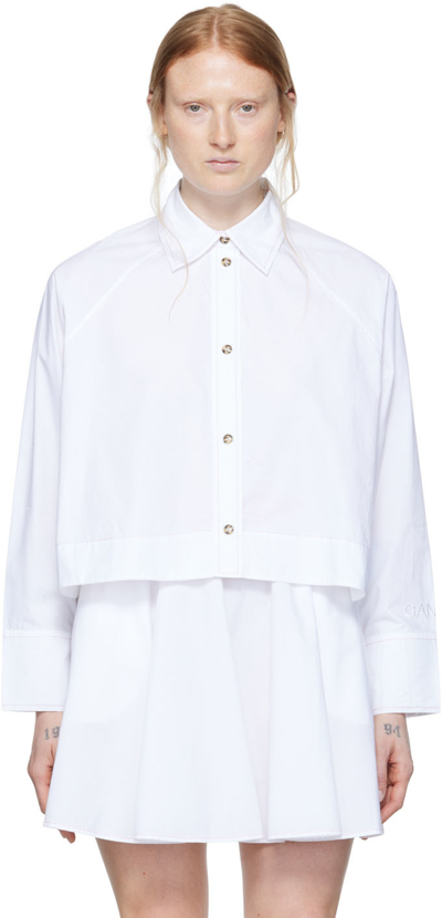 Shop Ganni Ssense Exclusive White Shirt In Bright White