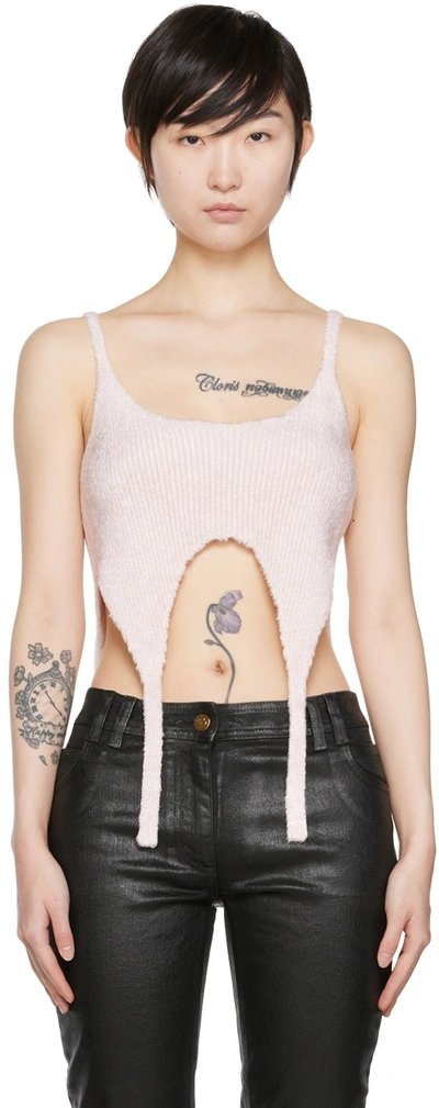 Balmain Pink Viscose Tank Top In 4ao Rose Clair