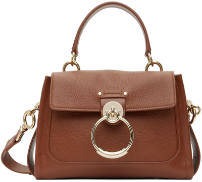 Shop Chloé Burgundy Mini Tess Day Bag In 27s Sepia Brown