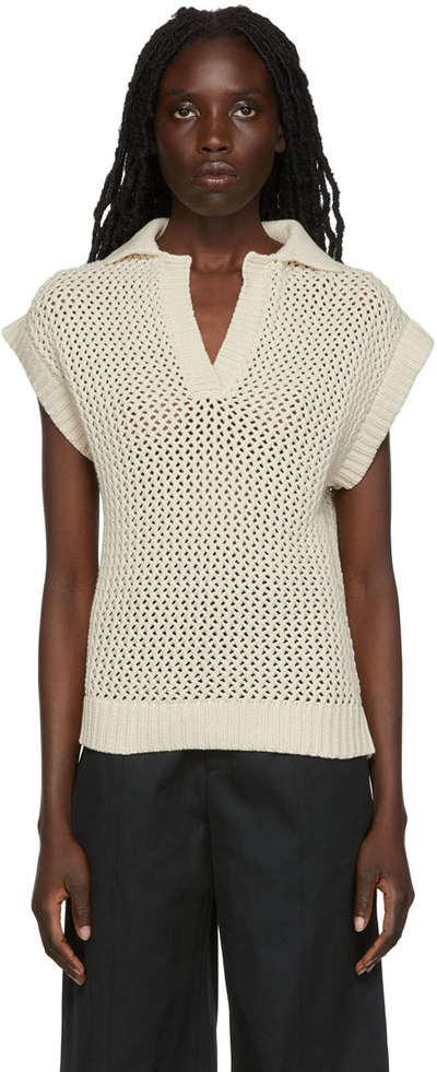 Deveaux Melody Crocheted Sweater Vest In Cream
