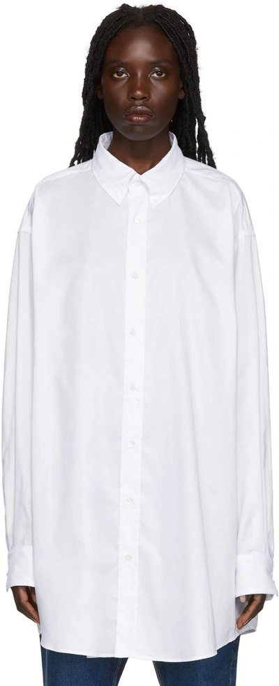 Shop Maison Margiela White Oxford Shirt In 100 White