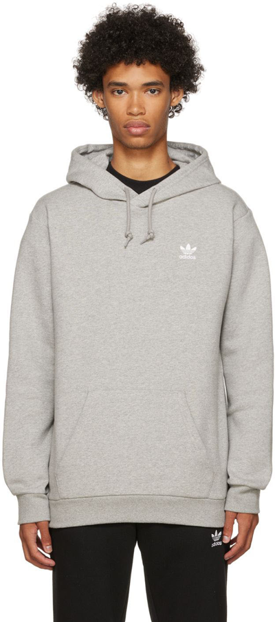 Shop Adidas Originals Gray Adicolor Essentials Trefoil Hoodie In Medium Grey Heather