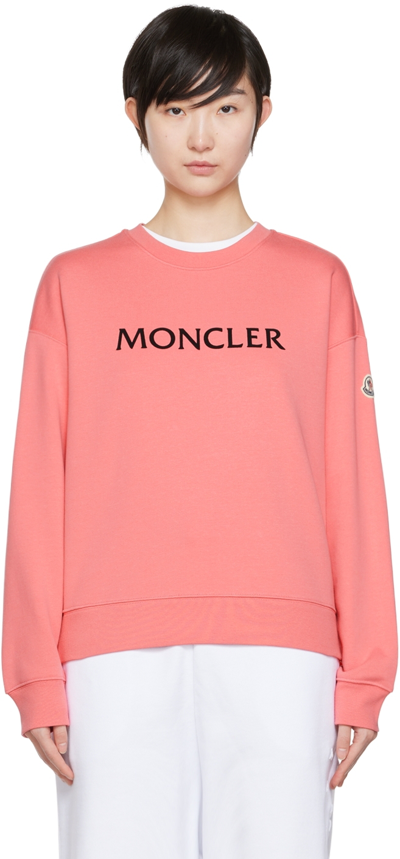 Shop Moncler Pink Logo Sweatshirt In 539 Pink