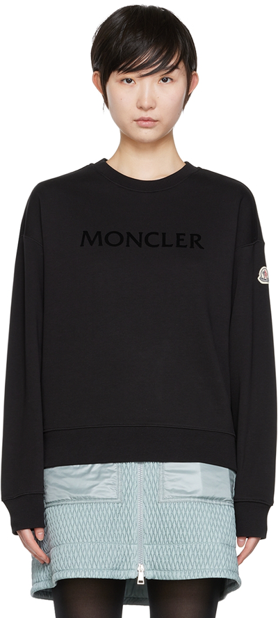 Shop Moncler Black Logo Sweatshirt In 999 Black
