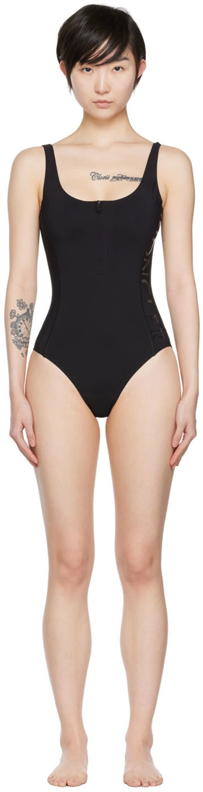 Shop Moncler Black Zip-up One-piece Swimsuit In 999 Black