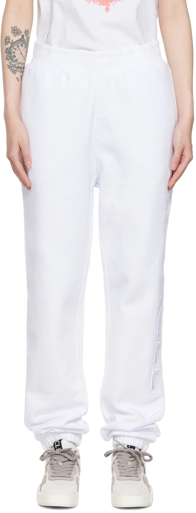 Shop Moncler White Logo Lounge Pants In 001 White