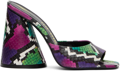 Attico Luz Multicolored Embossed Mule Sandals In 021 Multicolor