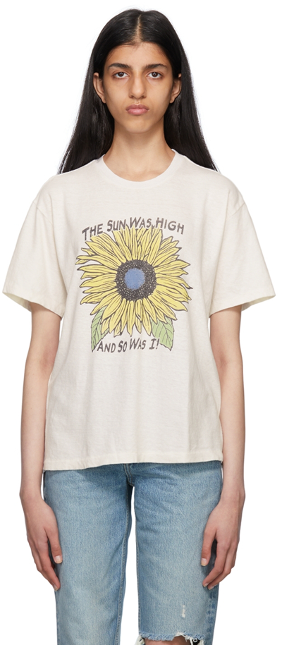 Re/done 90s Easy Sunflower Print Short Sleeve T-shirt In White