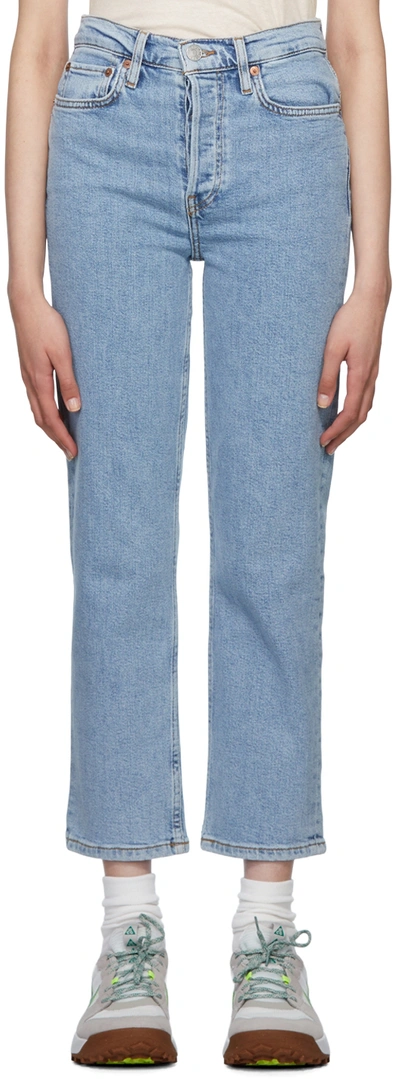 Shop Re/done Blue 70s Stove Pipe Jeans In Naf