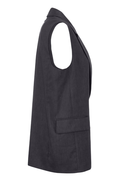 Shop Peserico Wool And Linen Waistcoat In Blue