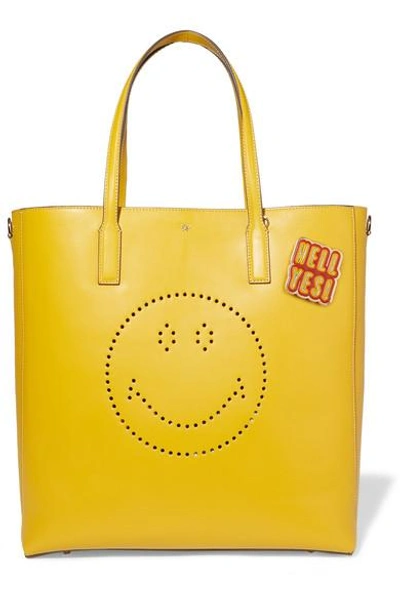 Shop Anya Hindmarch Hell Yes! Metallic Textured-leather Sticker