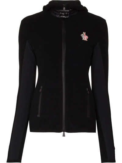 Shop Moncler Zip-front Knitted Cardigan In Black