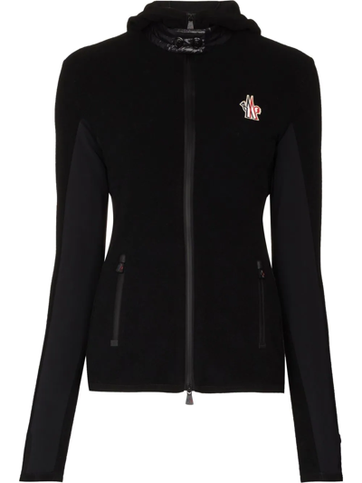 Moncler Maglia Fleece Zip-through Hoodie In Black