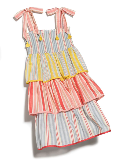 Shop Zimmermann Pattie Tiered Stripe-print Dress In Yellow