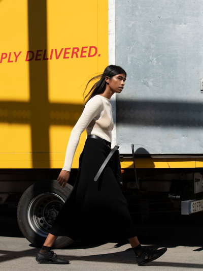 A.w.a.k.e. Ribbed-knit Colorblock A-line Maxi Dress In Neutrals