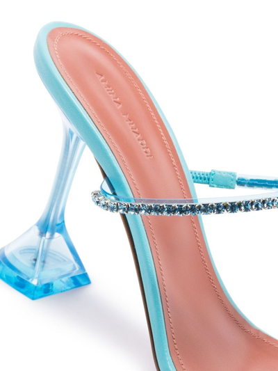 Shop Amina Muaddi Gilda 95mm Clear Heel Sandals In Blue