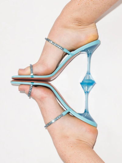 Shop Amina Muaddi Gilda 95mm Clear Heel Sandals In Blue