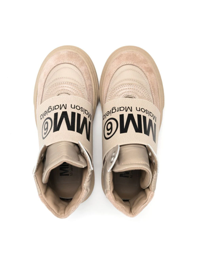 Shop Mm6 Maison Margiela Logo-strap Ankle Boots In Neutrals