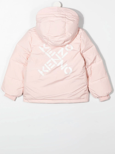 Shop Kenzo Logo-print Hooded Puffer Jacket In Pink
