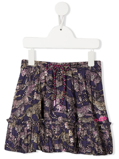 Shop Kenzo Animal-print Drawstring Skirt In Purple