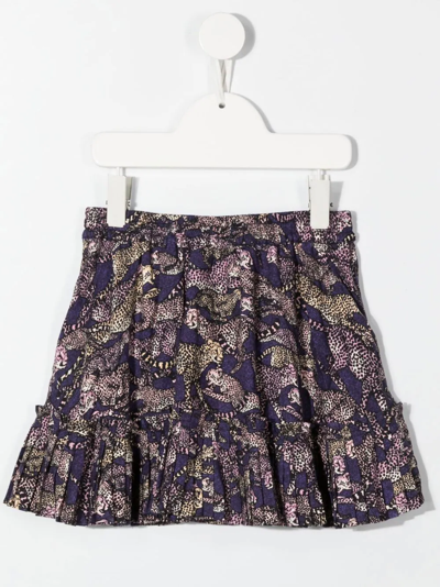 Shop Kenzo Animal-print Drawstring Skirt In Purple