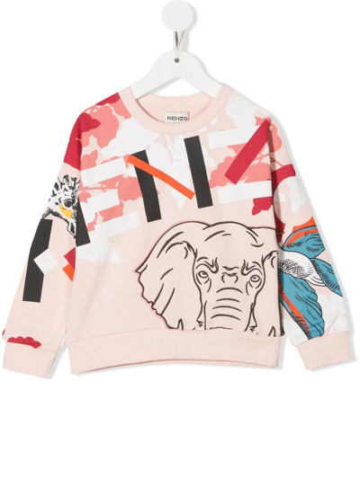 Shop Kenzo Multi Iconics Cotton Sweatshirt In Pink