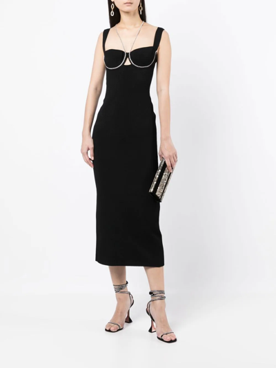 Shop Galvan Celeste Crystal-embellished Midi Dress In Black