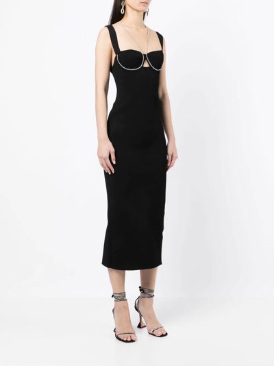 Shop Galvan Celeste Crystal-embellished Midi Dress In Black